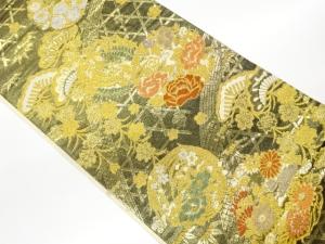 光悦垣に松・花丸文模様織出し丸帯